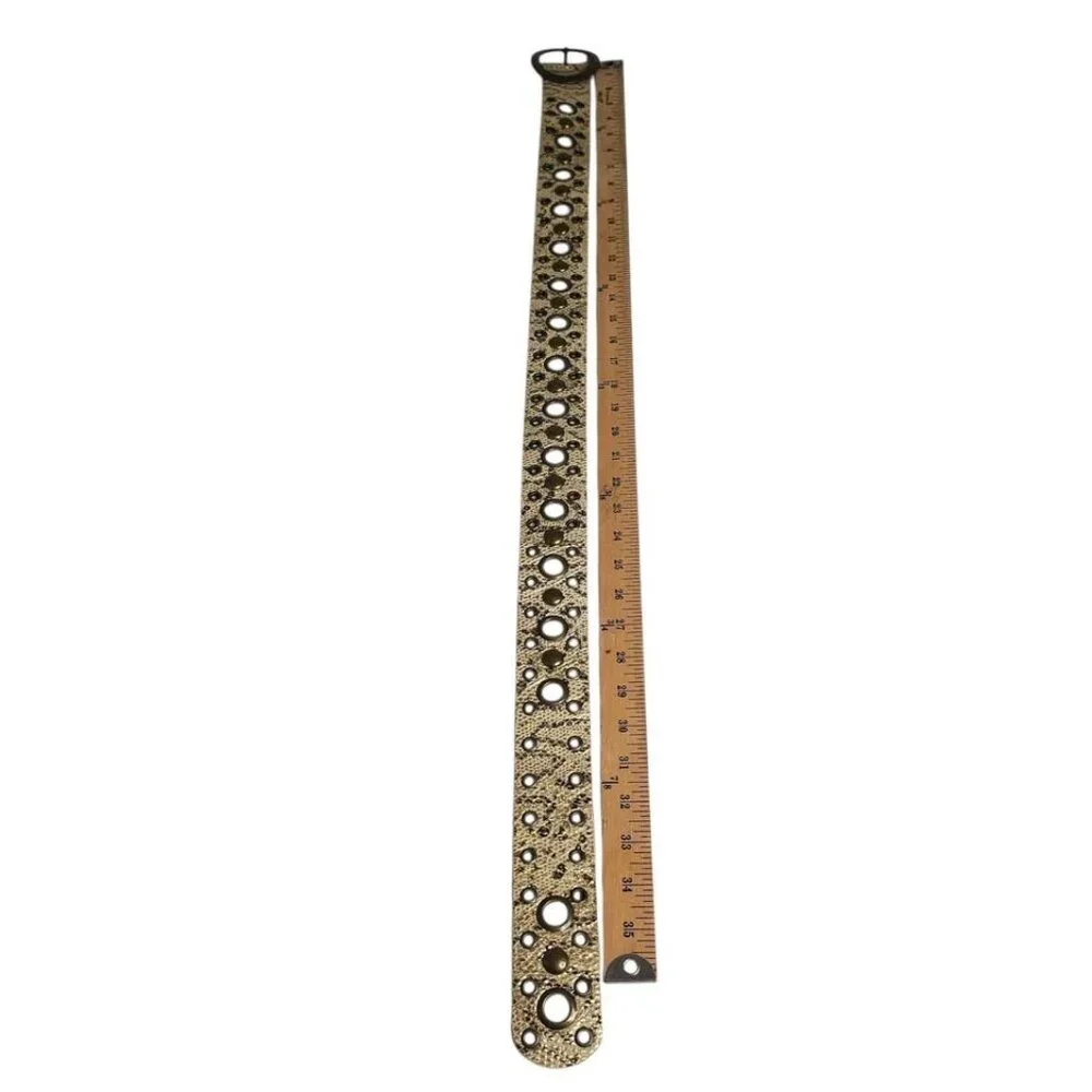 Streets Ahead Retro Wide Western Snakeskin Print Leather Belt with Brass Buckle - Picture 4 of 8